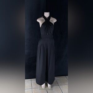 French Connection Black Halter-Neck Wide Leg Jumpsuit
